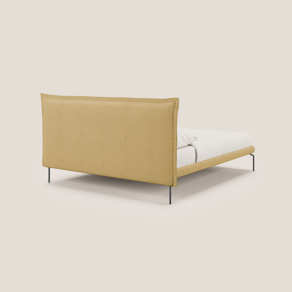 Eric letto imbottito design minimal in morbido tessuto impermeabile T14 giallo - divitt.sbs