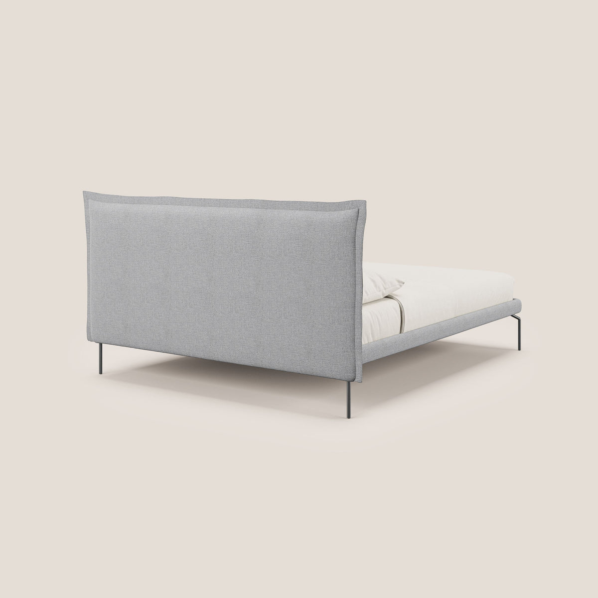 Eric letto imbottito design minimal in morbido tessuto impermeabile T14 grigio chiaro - divitt.sbs