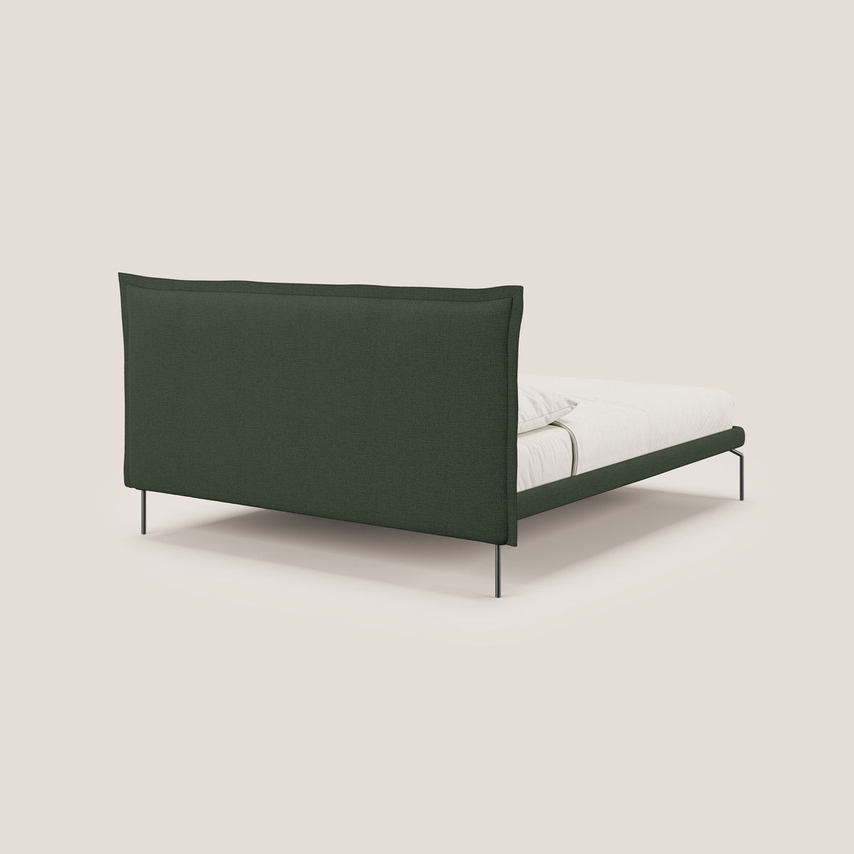Eric letto imbottito design minimal in morbido tessuto impermeabile T14 verde - divitt.sbs
