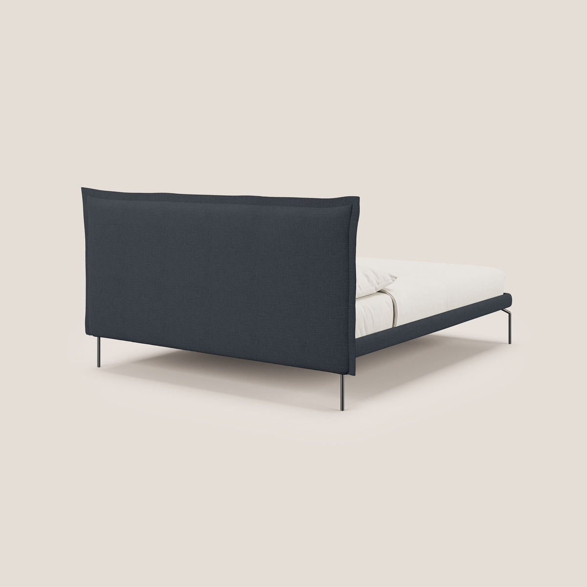 Eric letto imbottito design minimal in morbido tessuto impermeabile T14 blu - divitt.sbs