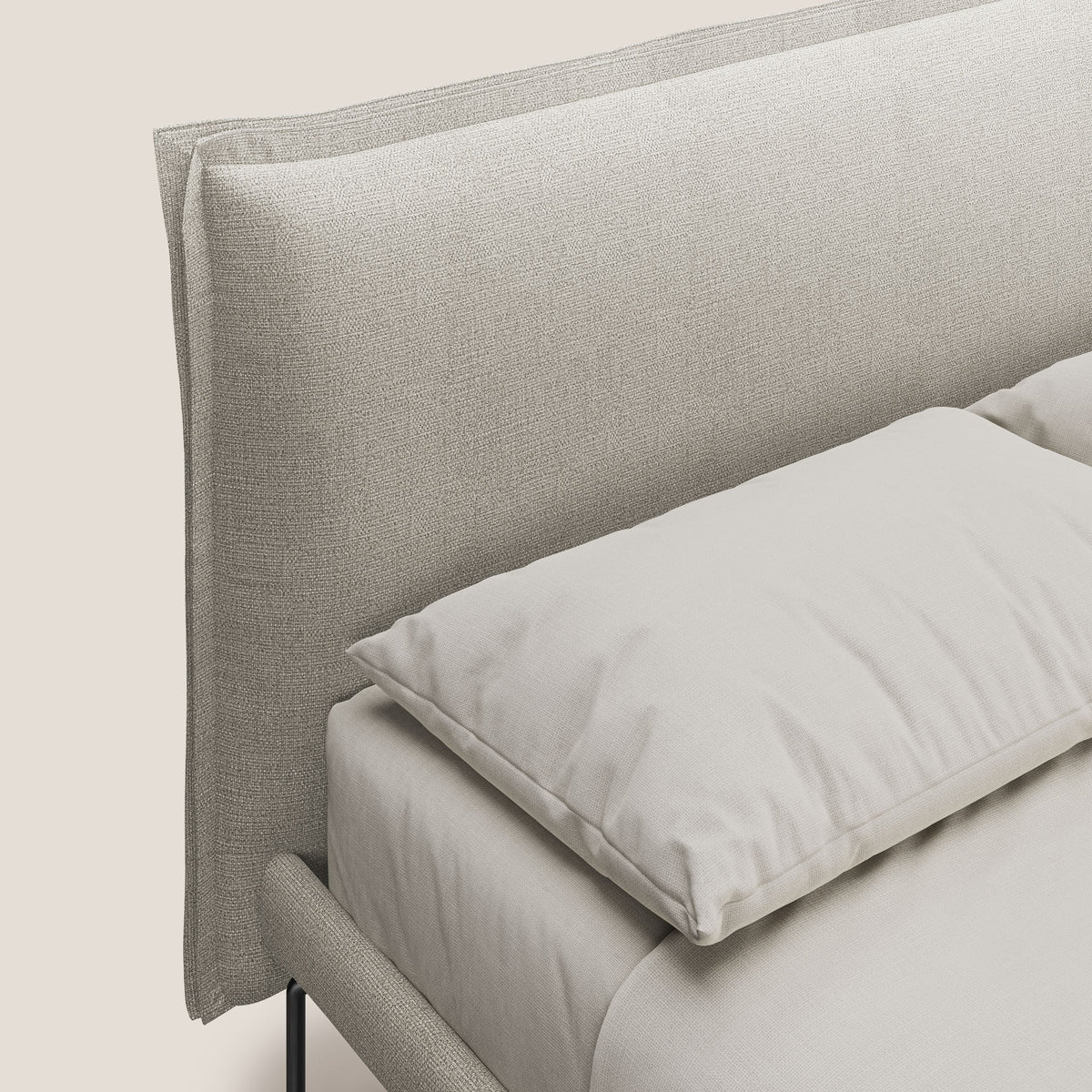 Eric letto imbottito design minimal in morbido tessuto impermeabile T14 tortora - divitt.sbs