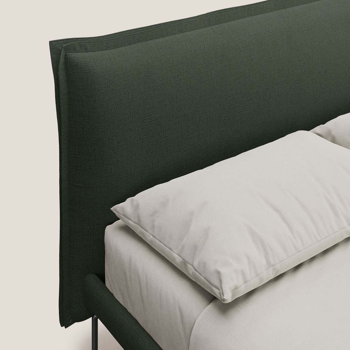 Eric letto imbottito design minimal in morbido tessuto impermeabile T14 verde - divitt.sbs