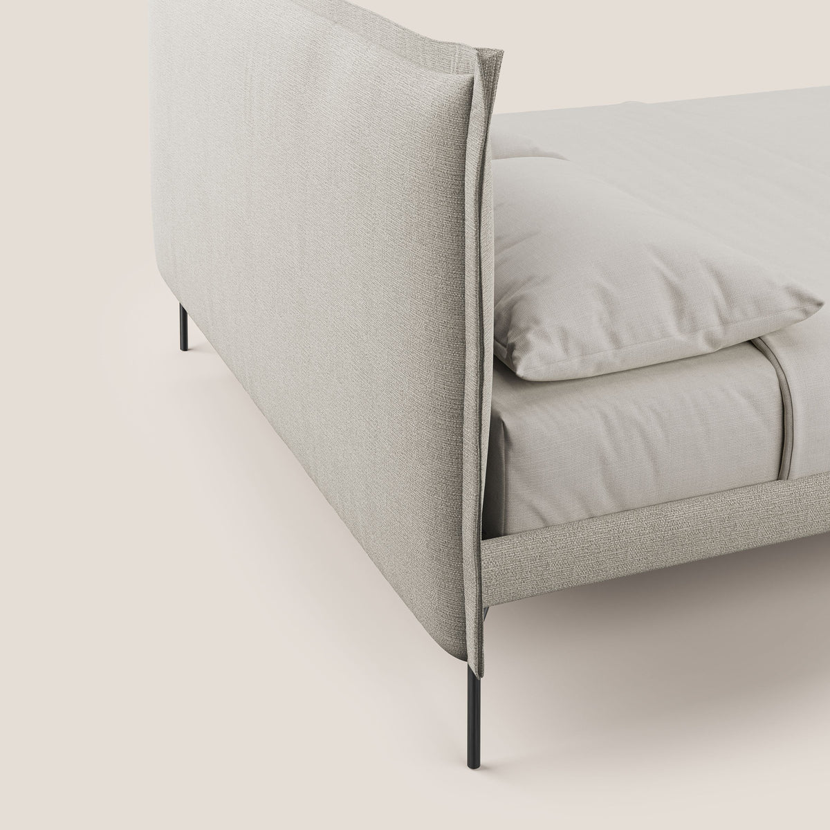 Eric letto imbottito design minimal in morbido tessuto impermeabile T14 tortora - divitt.sbs