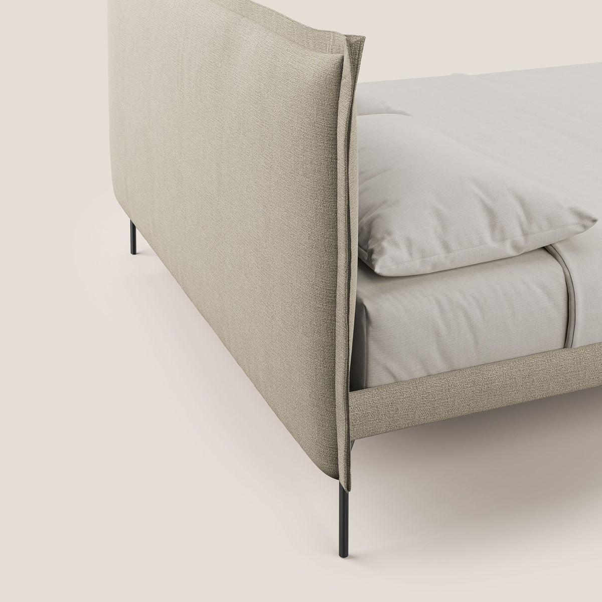 Eric letto imbottito design minimal in morbido tessuto impermeabile T14 beige - divitt.sbs