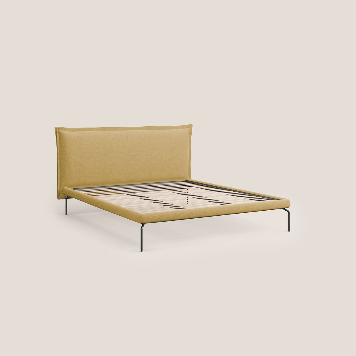 Eric letto imbottito design minimal in morbido tessuto impermeabile T14 giallo - divitt.sbs