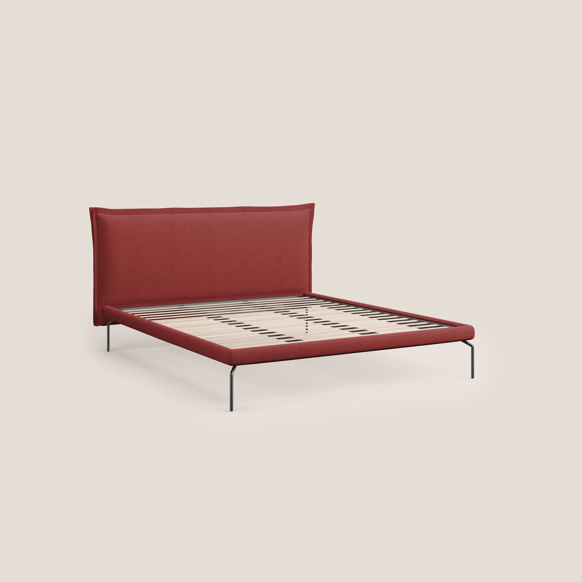 Eric letto imbottito design minimal in morbido tessuto impermeabile T14 rosso - divitt.sbs
