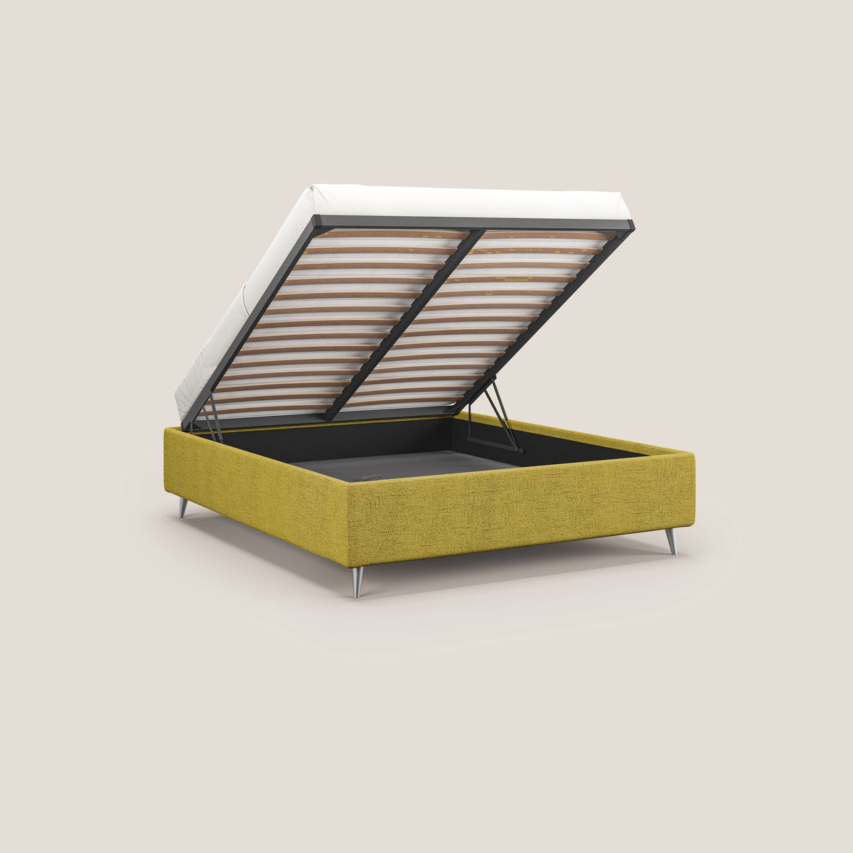 Febe sommier compatto con grande capienza del contenitore in tessuto impermeabile T03 giallo - divitt.sbs
