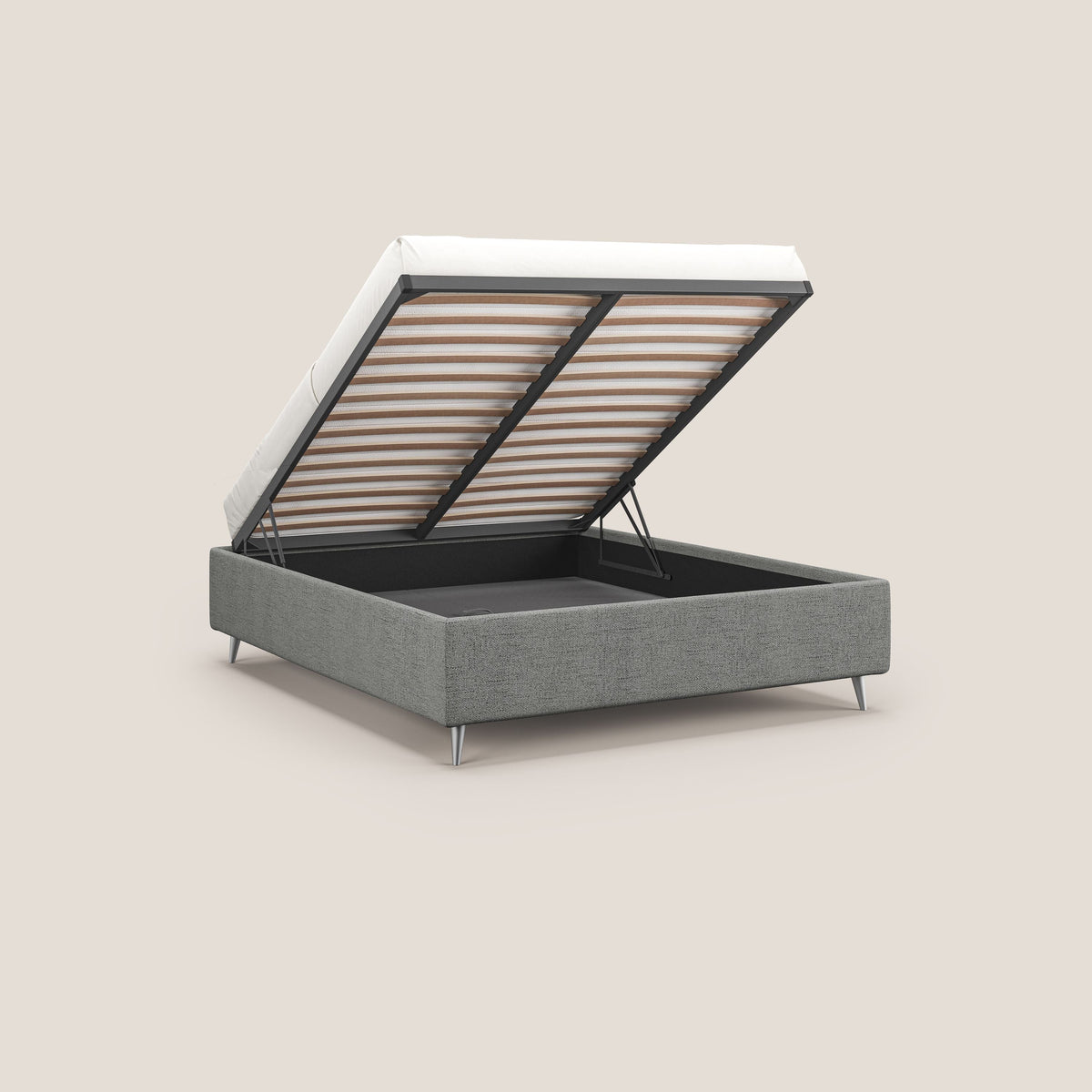 Febe sommier compatto con grande capienza del contenitore in tessuto impermeabile T03 grigio chiaro - divitt.sbs