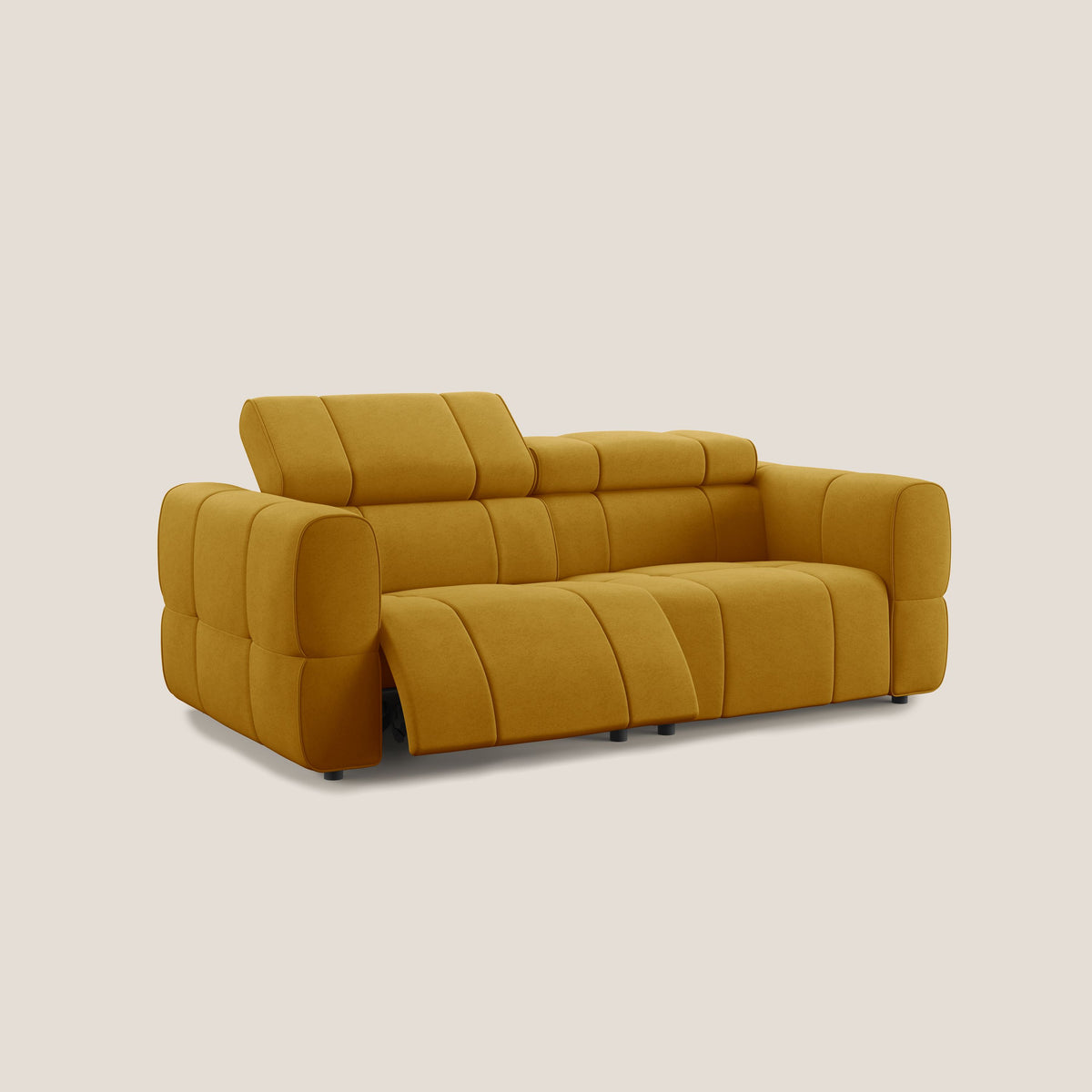 Giotto Divano modulare con opzione relax elettrico in microfibra effetto velluto impermeabile T09 - divitt.sbs