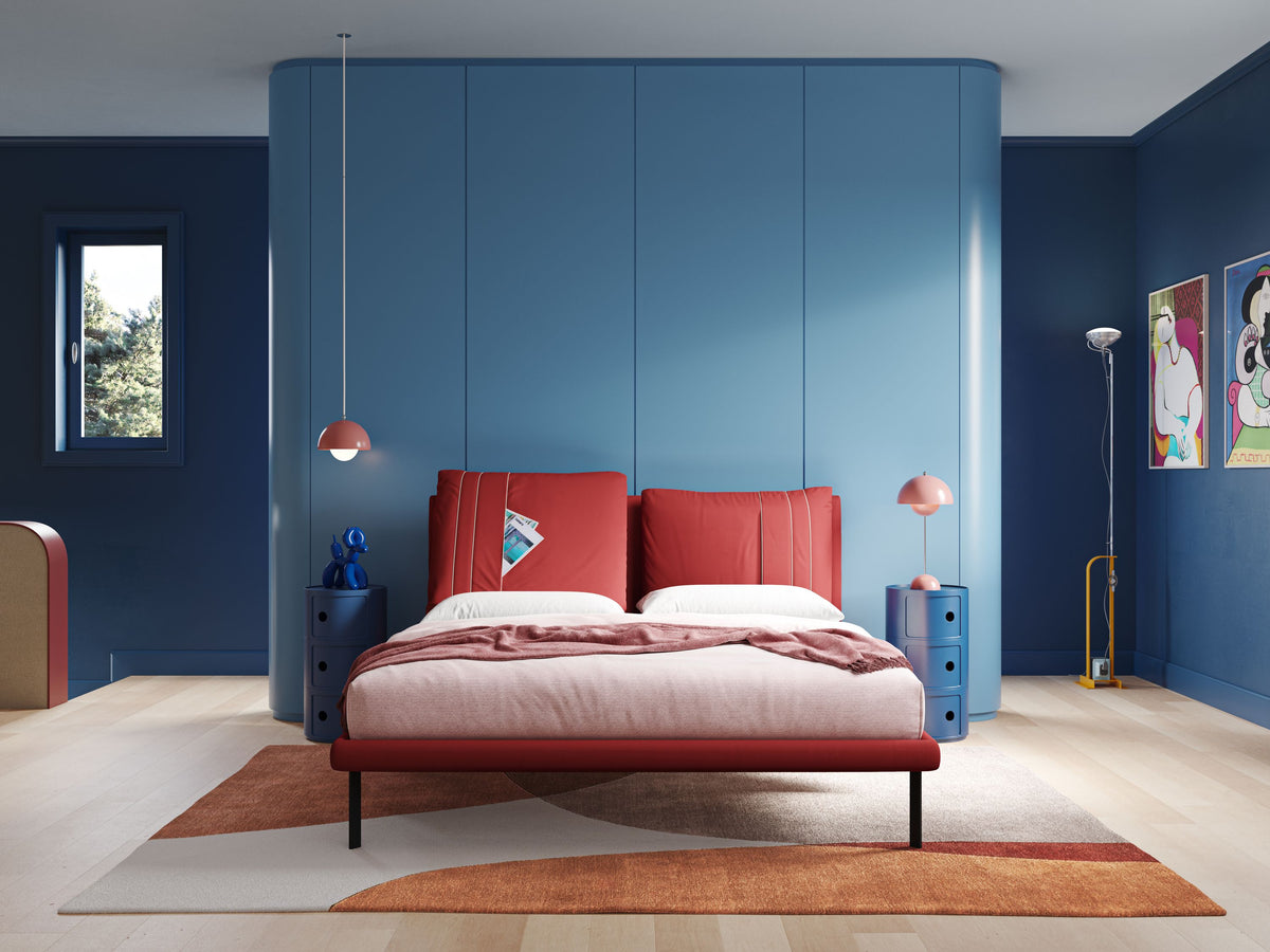 Giselle letto moderno con cuscini testata regolabili con tasche in microfibra impermeabile T11 rosso - divitt.sbs