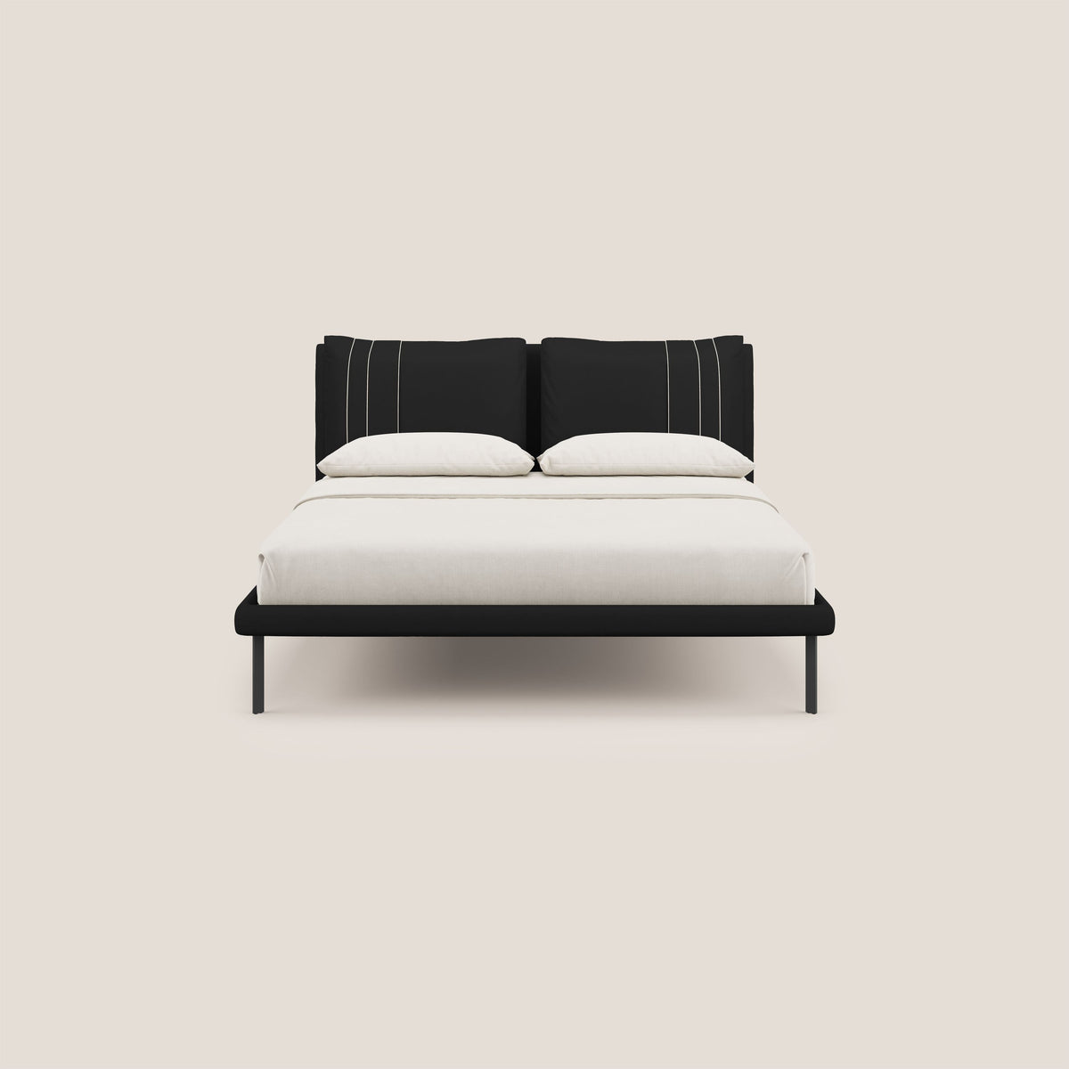 Giselle letto moderno con cuscini testata regolabili con tasche in microfibra impermeabile T11 nero - divitt.sbs