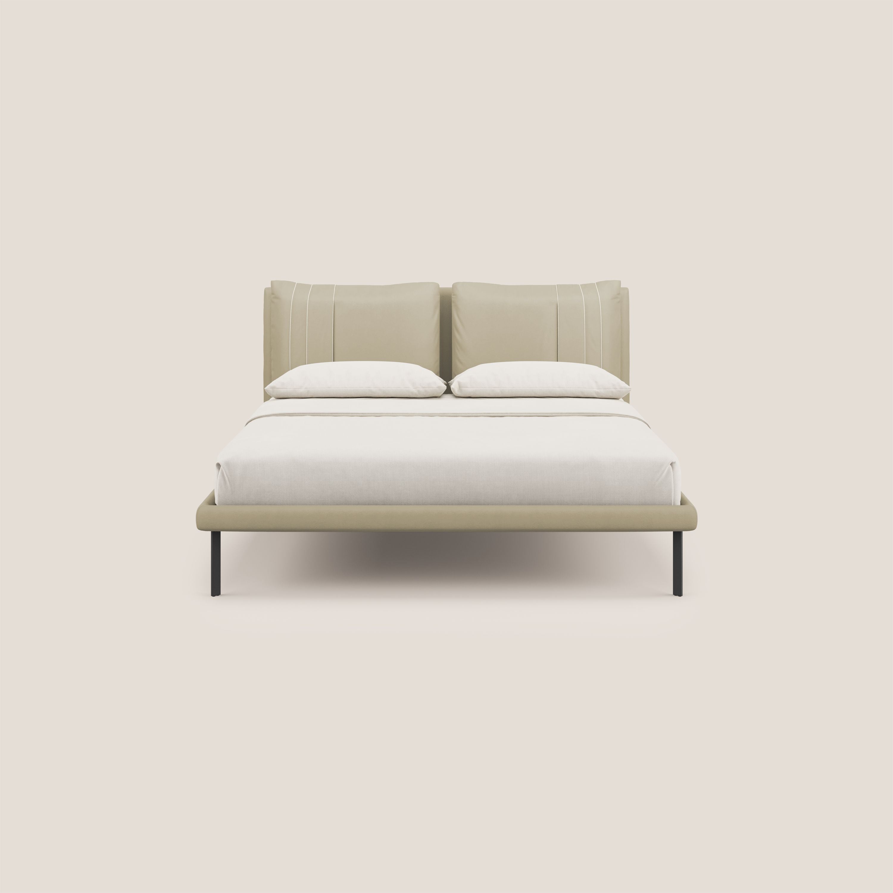 Giselle letto moderno con cuscini testata regolabili con tasche in microfibra impermeabile T11 panna - divitt.sbs