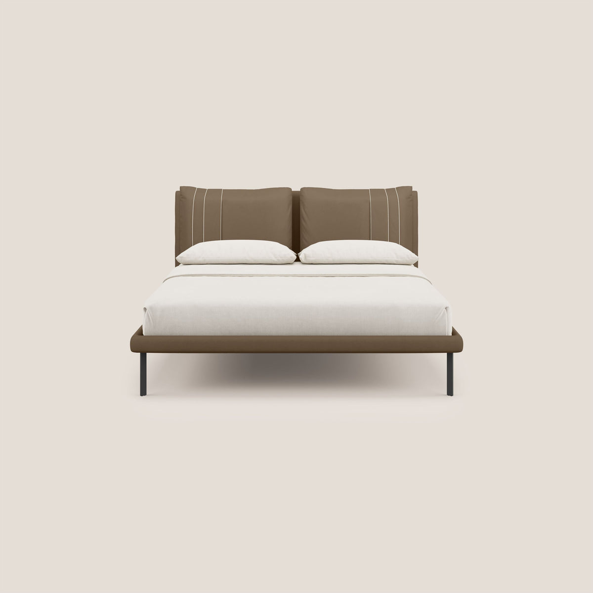 Giselle letto moderno con cuscini testata regolabili con tasche in microfibra impermeabile T11 marrone - divitt.sbs