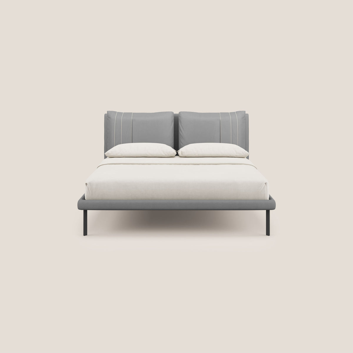 Giselle letto moderno con cuscini testata regolabili con tasche in microfibra impermeabile T11 grigio - divitt.sbs