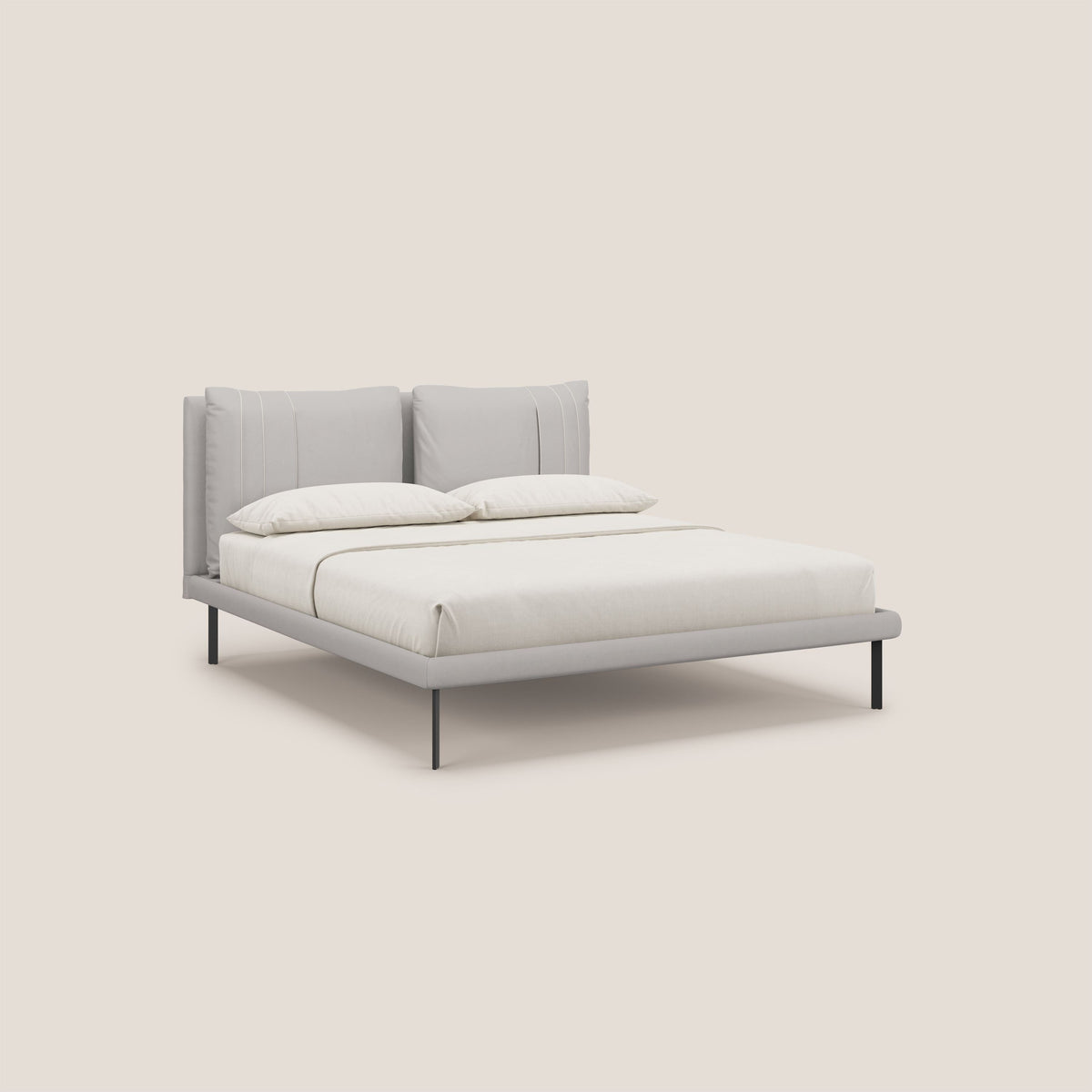 Giselle letto moderno con cuscini testata regolabili con tasche in microfibra impermeabile T11 grigio chiaro - divitt.sbs