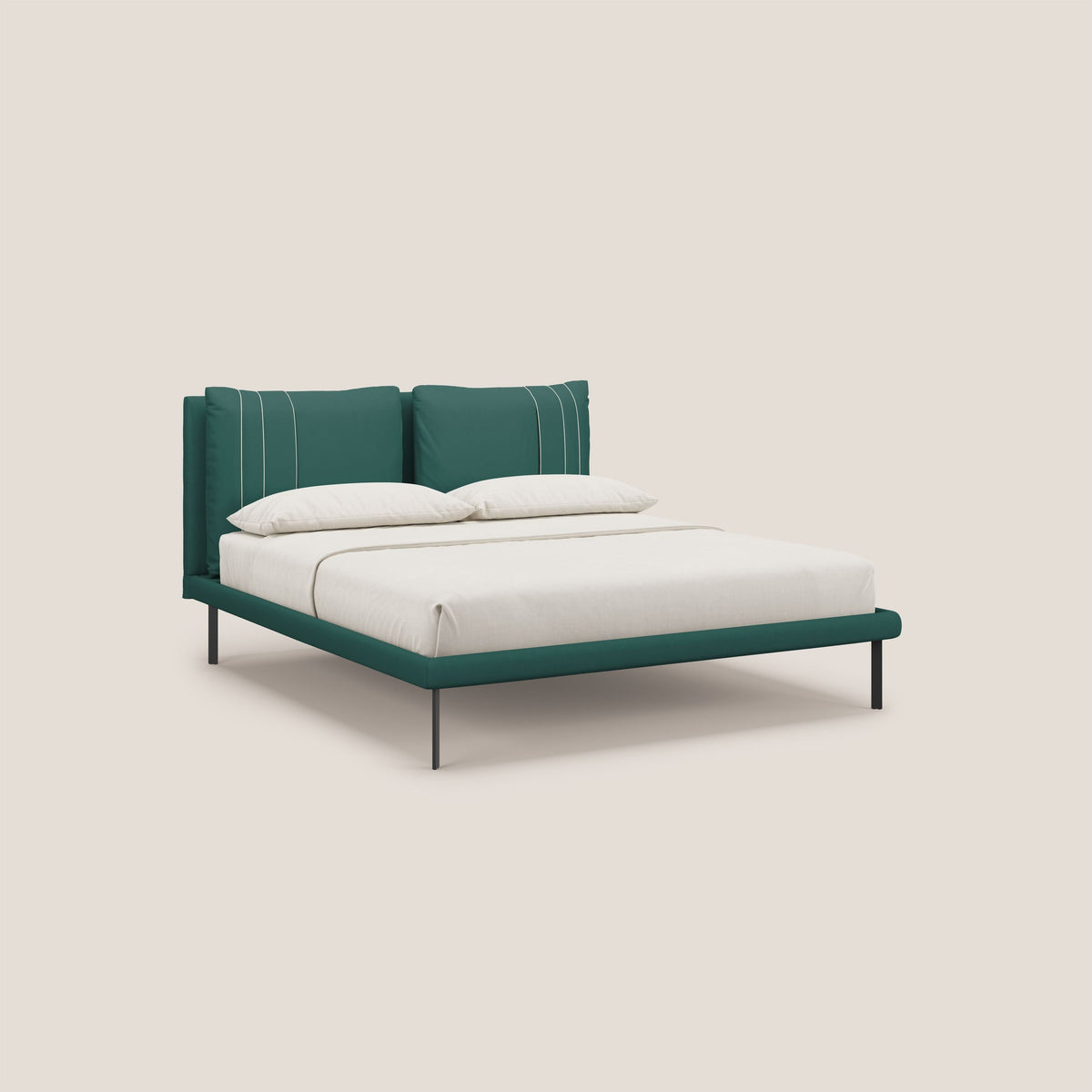 Giselle letto moderno con cuscini testata regolabili con tasche in microfibra impermeabile T11 petrolio - divitt.sbs