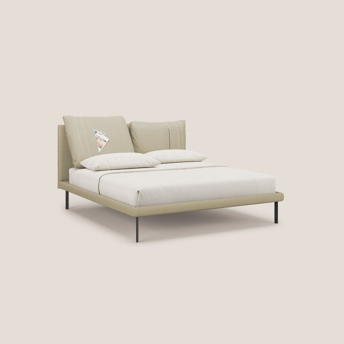 Giselle letto moderno con cuscini testata regolabili con tasche in microfibra impermeabile T11 panna - divitt.sbs