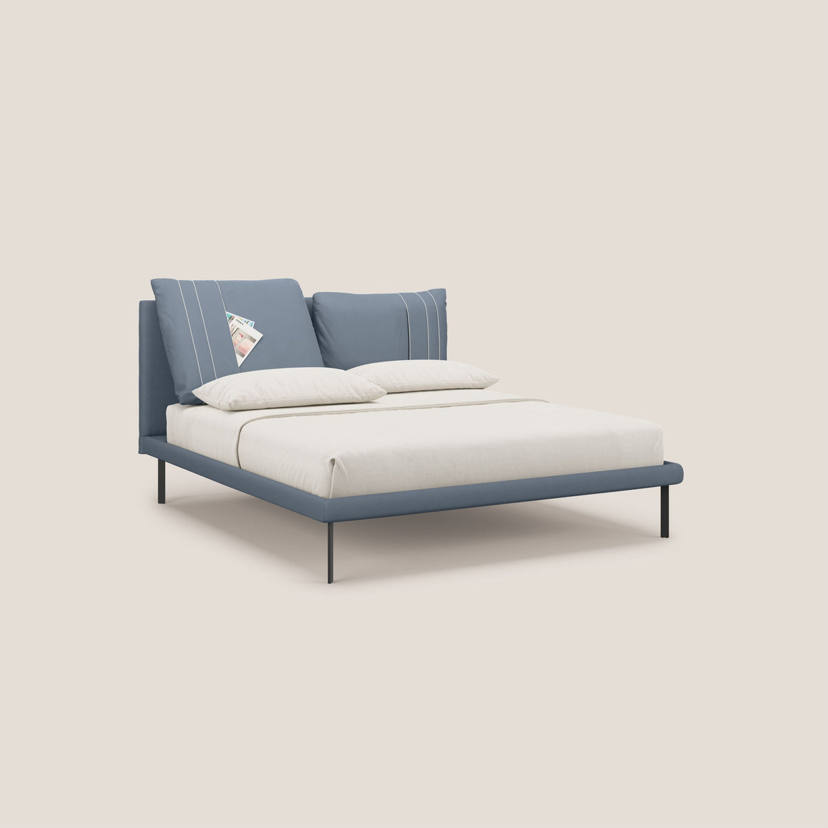Giselle letto moderno con cuscini testata regolabili con tasche in microfibra impermeabile T11 carta da zucchero - divitt.sbs