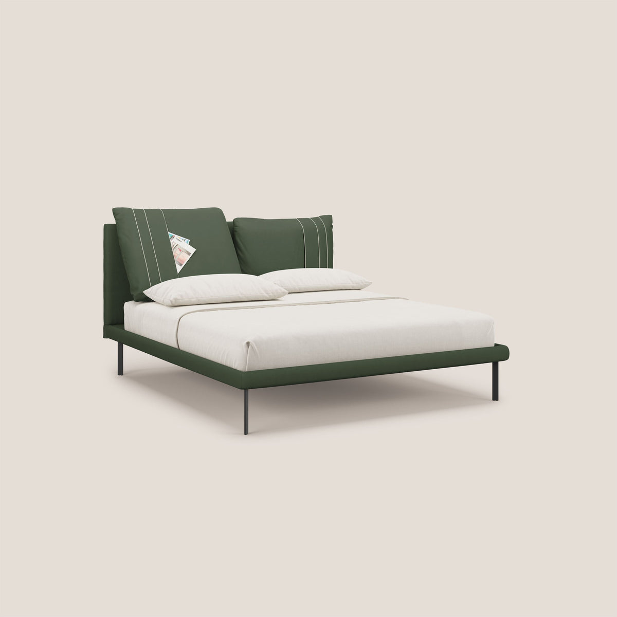 Giselle letto moderno con cuscini testata regolabili con tasche in microfibra impermeabile T11 verde - divitt.sbs