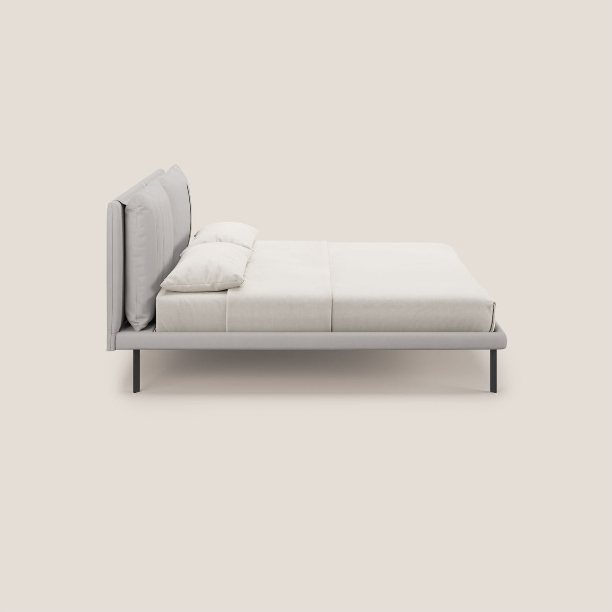 Giselle letto moderno con cuscini testata regolabili con tasche in microfibra impermeabile T11 grigio chiaro - divitt.sbs