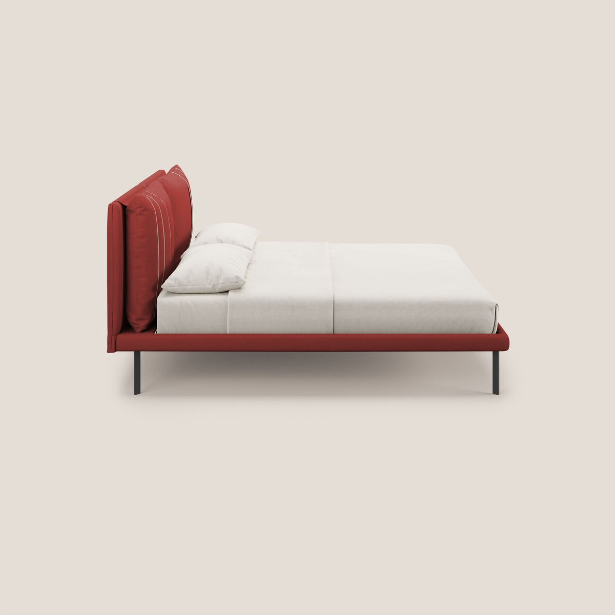 Giselle letto moderno con cuscini testata regolabili con tasche in microfibra impermeabile T11 rosso - divitt.sbs