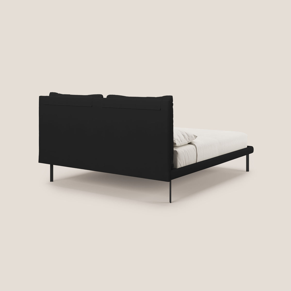 Giselle letto moderno con cuscini testata regolabili con tasche in microfibra impermeabile T11 nero - divitt.sbs