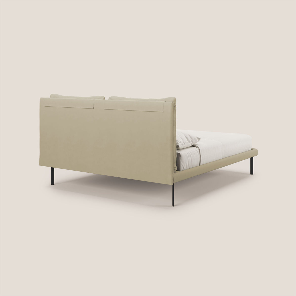 Giselle letto moderno con cuscini testata regolabili con tasche in microfibra impermeabile T11 panna - divitt.sbs