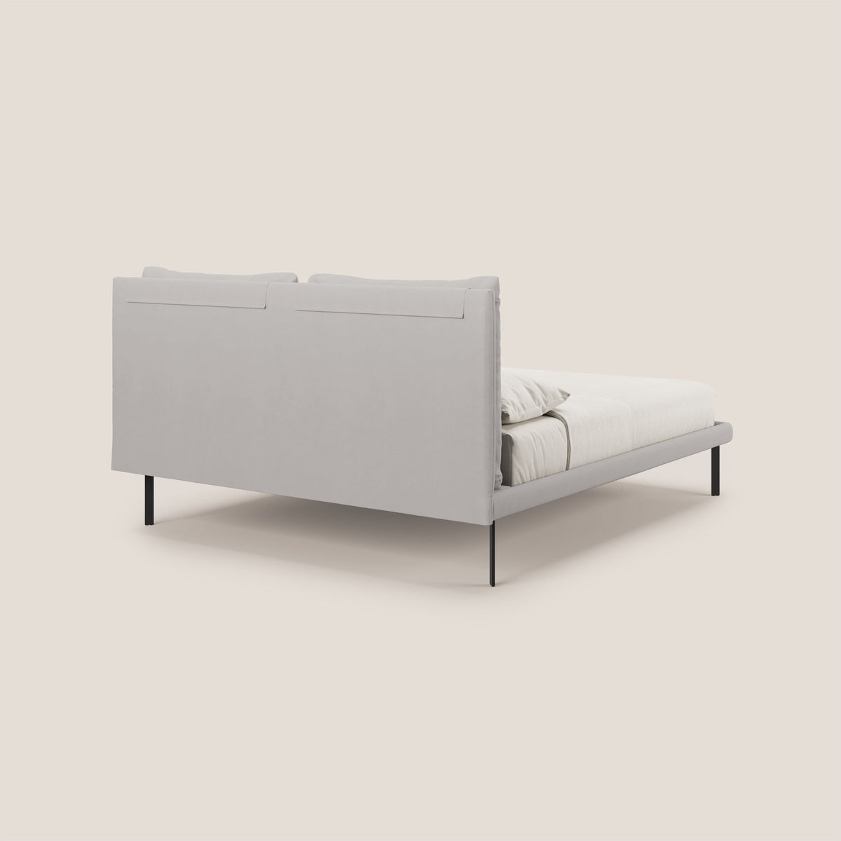 Giselle letto moderno con cuscini testata regolabili con tasche in microfibra impermeabile T11 grigio chiaro - divitt.sbs