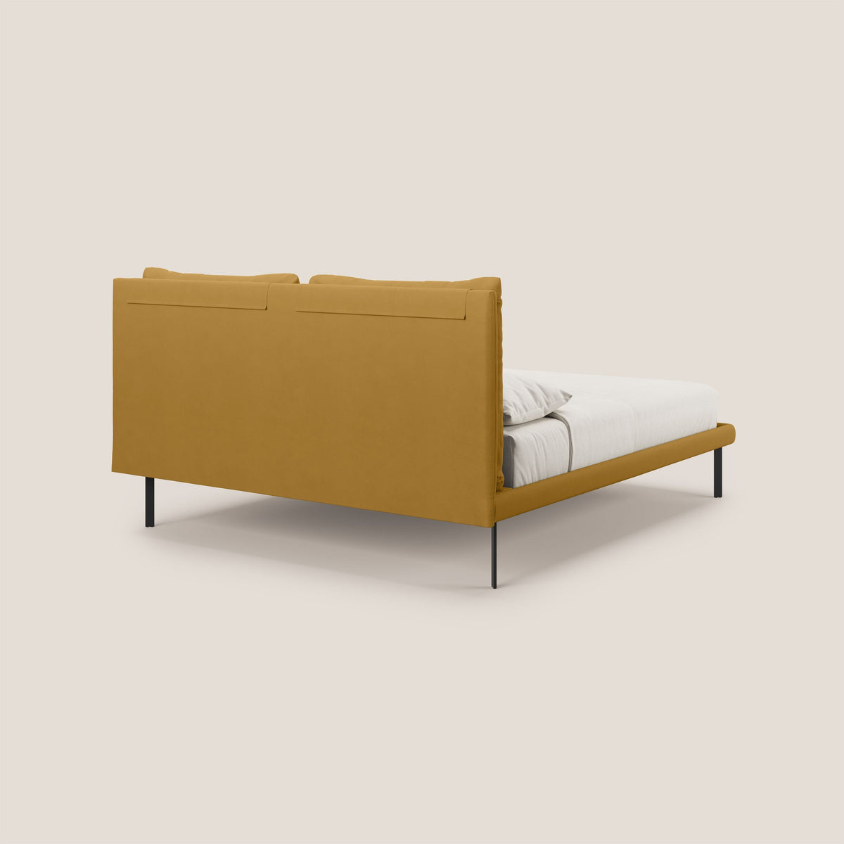 Giselle letto moderno con cuscini testata regolabili con tasche in microfibra impermeabile T11 giallo - divitt.sbs