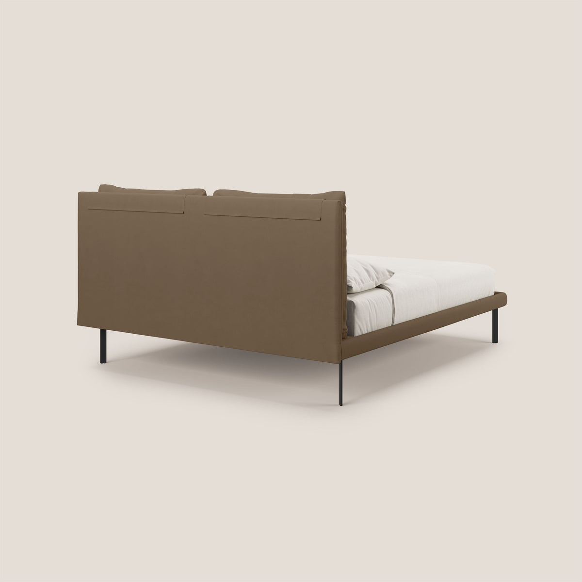 Giselle letto moderno con cuscini testata regolabili con tasche in microfibra impermeabile T11 marrone - divitt.sbs