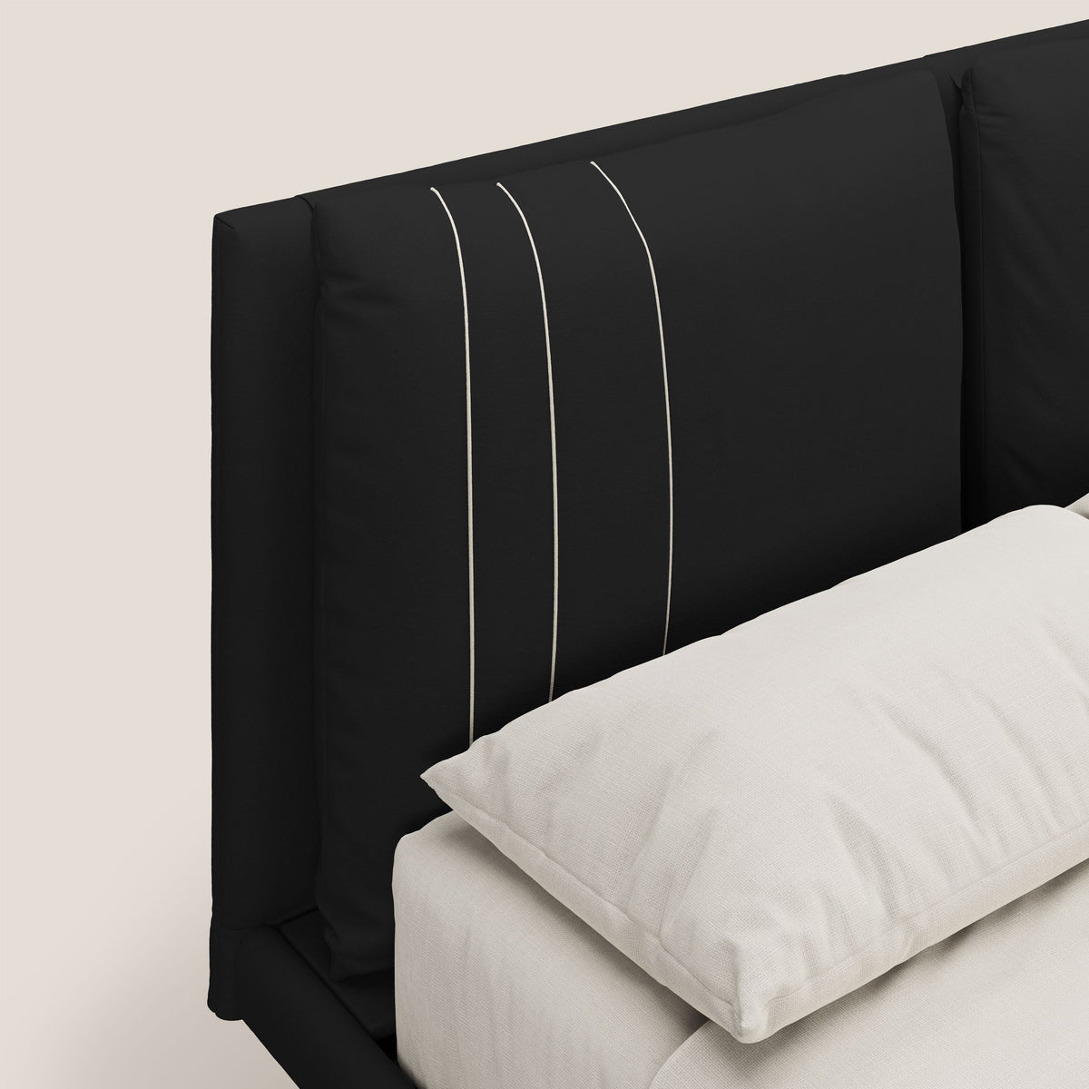 Giselle letto moderno con cuscini testata regolabili con tasche in microfibra impermeabile T11 nero - divitt.sbs
