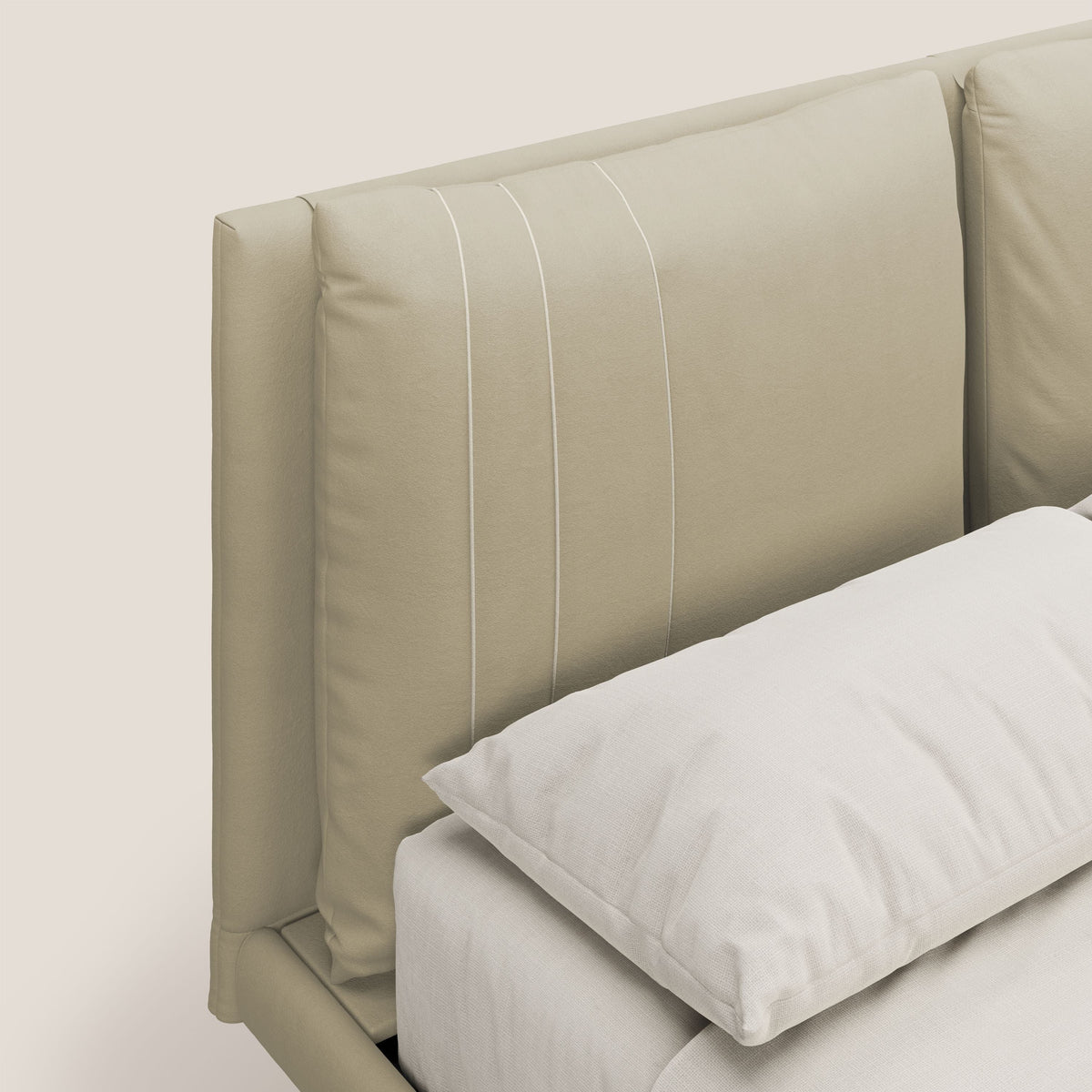 Giselle letto moderno con cuscini testata regolabili con tasche in microfibra impermeabile T11 panna - divitt.sbs