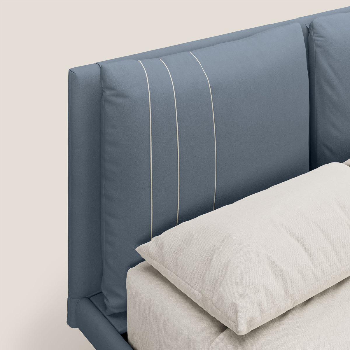 Giselle letto moderno con cuscini testata regolabili con tasche in microfibra impermeabile T11 carta da zucchero - divitt.sbs
