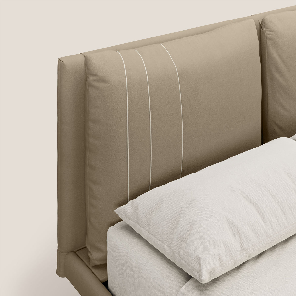 Giselle letto moderno con cuscini testata regolabili con tasche in microfibra impermeabile T11 tortora - divitt.sbs