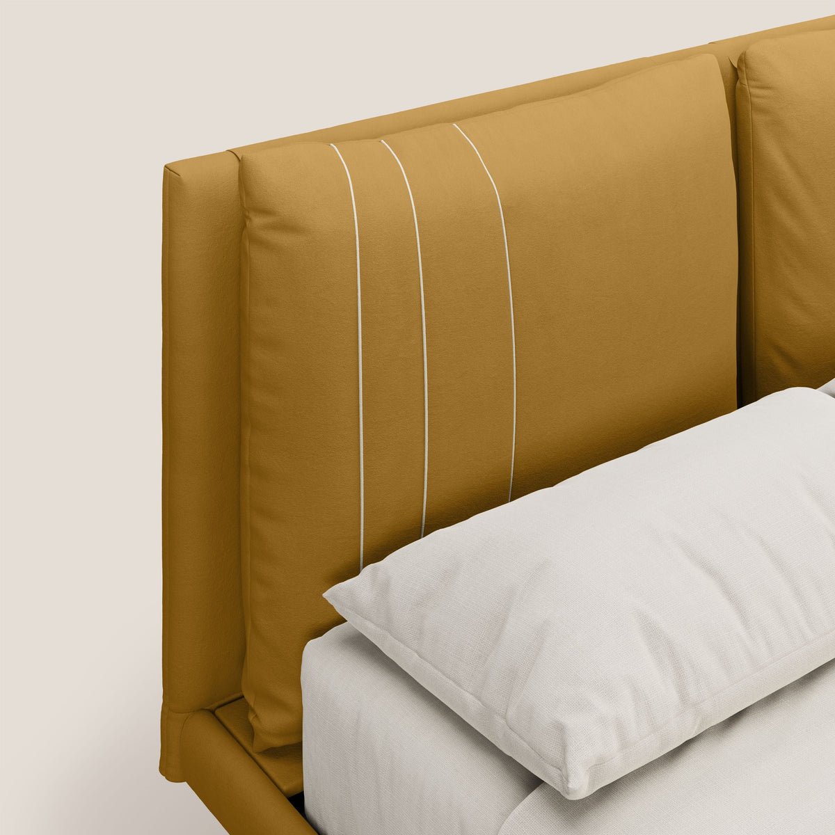 Giselle letto moderno con cuscini testata regolabili con tasche in microfibra impermeabile T11 giallo - divitt.sbs