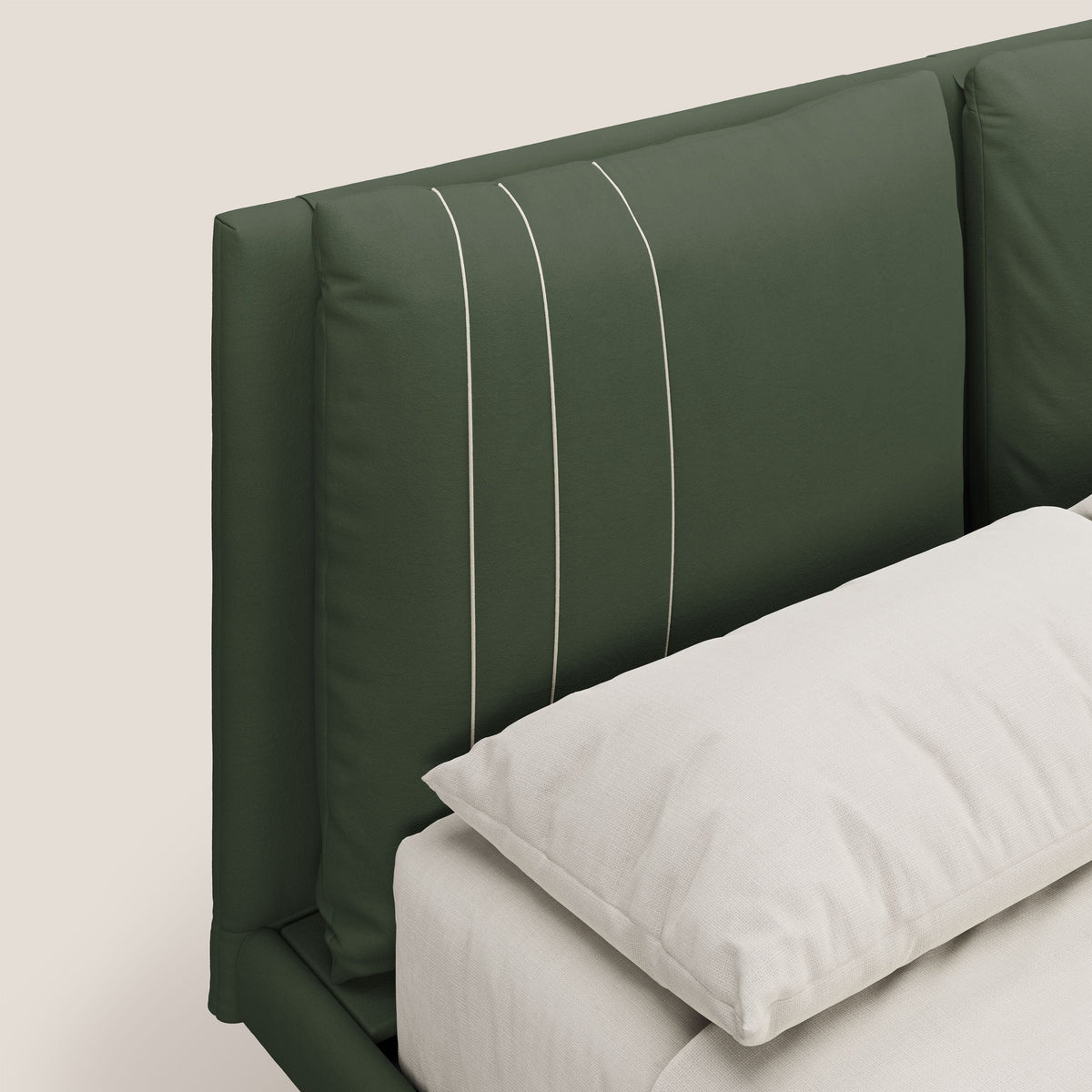Giselle letto moderno con cuscini testata regolabili con tasche in microfibra impermeabile T11 verde - divitt.sbs