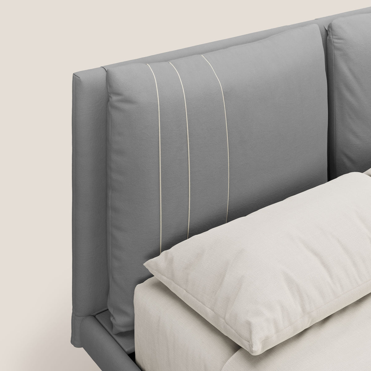 Giselle letto moderno con cuscini testata regolabili con tasche in microfibra impermeabile T11 grigio - divitt.sbs