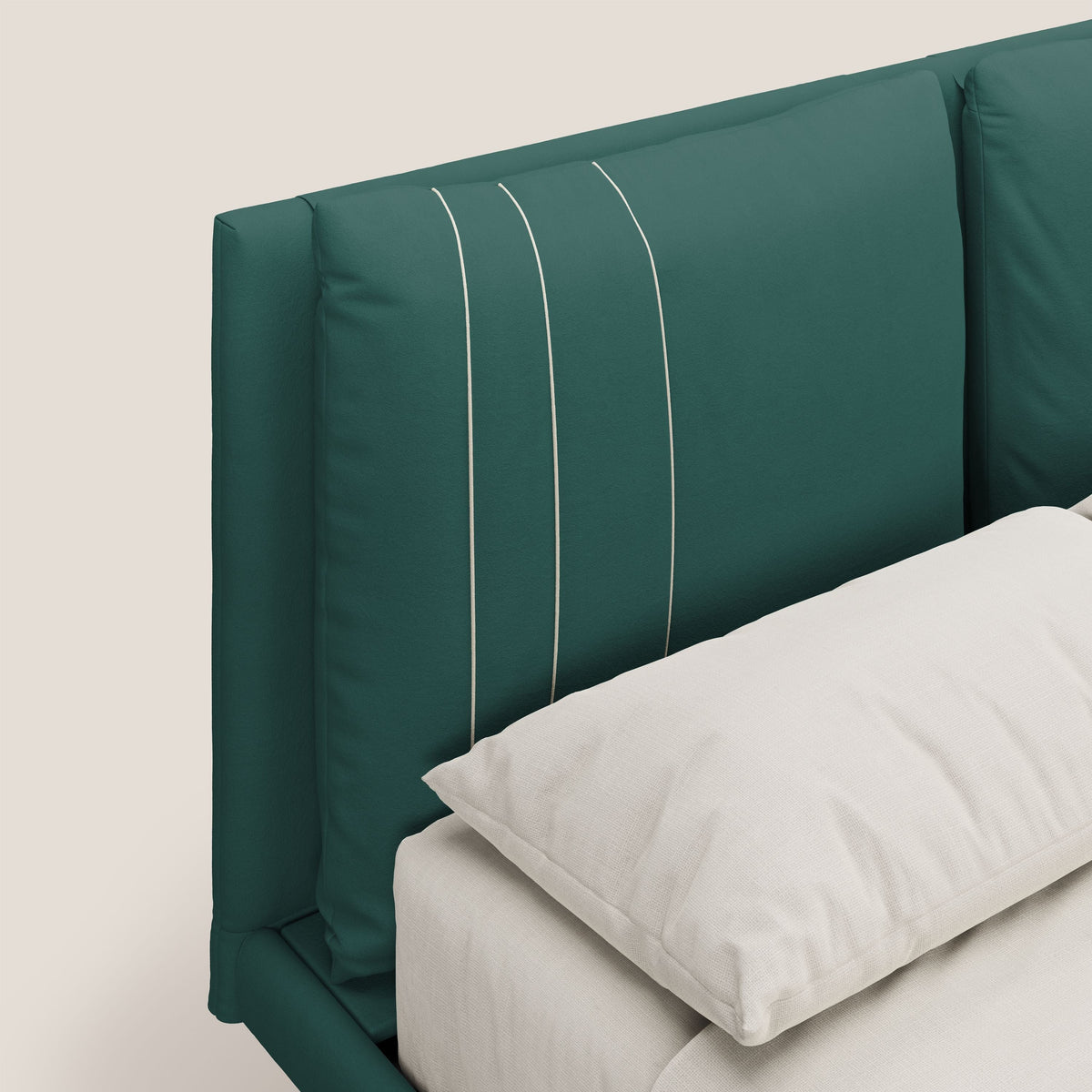 Giselle letto moderno con cuscini testata regolabili con tasche in microfibra impermeabile T11 petrolio - divitt.sbs