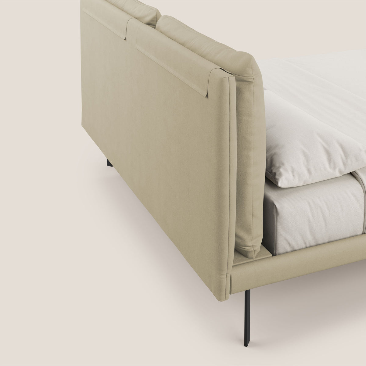 Giselle letto moderno con cuscini testata regolabili con tasche in microfibra impermeabile T11 panna - divitt.sbs