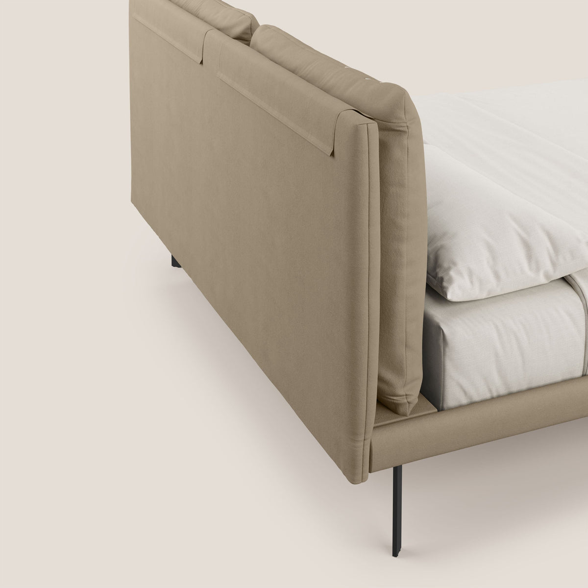 Giselle letto moderno con cuscini testata regolabili con tasche in microfibra impermeabile T11 tortora - divitt.sbs