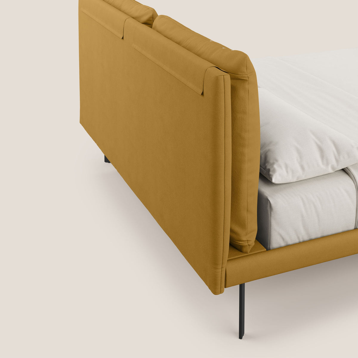 Giselle letto moderno con cuscini testata regolabili con tasche in microfibra impermeabile T11 giallo - divitt.sbs