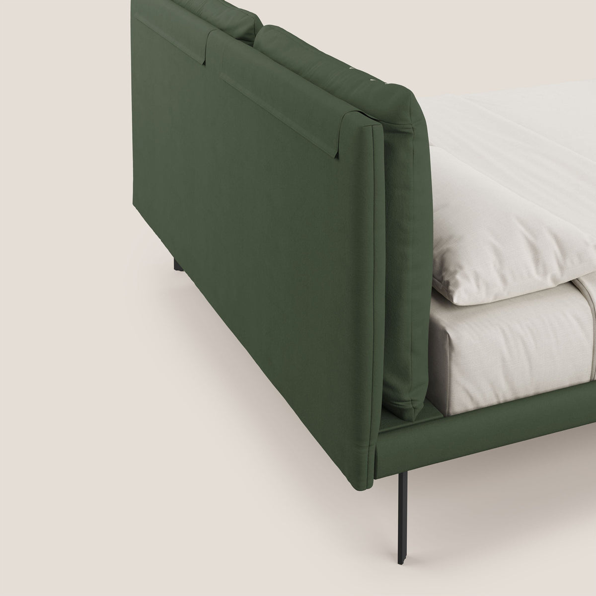 Giselle letto moderno con cuscini testata regolabili con tasche in microfibra impermeabile T11 verde - divitt.sbs