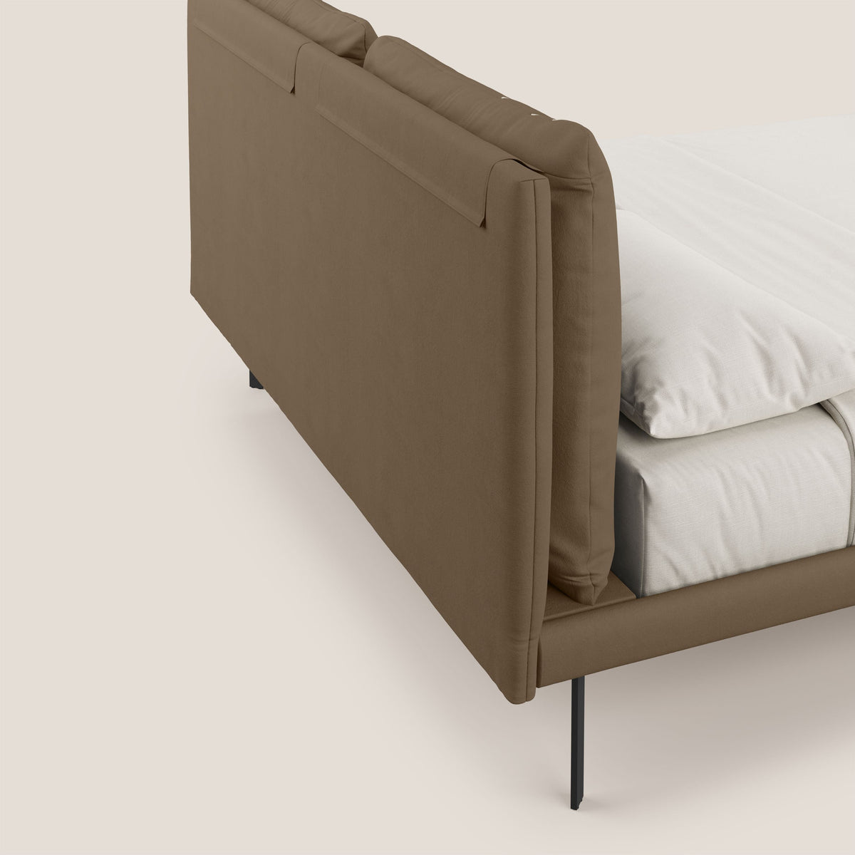 Giselle letto moderno con cuscini testata regolabili con tasche in microfibra impermeabile T11 marrone - divitt.sbs