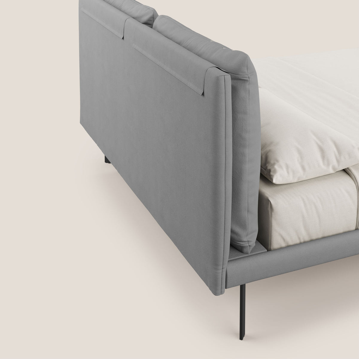 Giselle letto moderno con cuscini testata regolabili con tasche in microfibra impermeabile T11 grigio - divitt.sbs