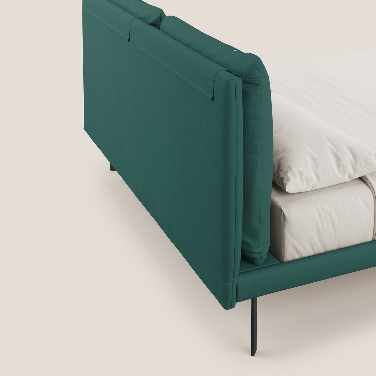 Giselle letto moderno con cuscini testata regolabili con tasche in microfibra impermeabile T11 petrolio - divitt.sbs
