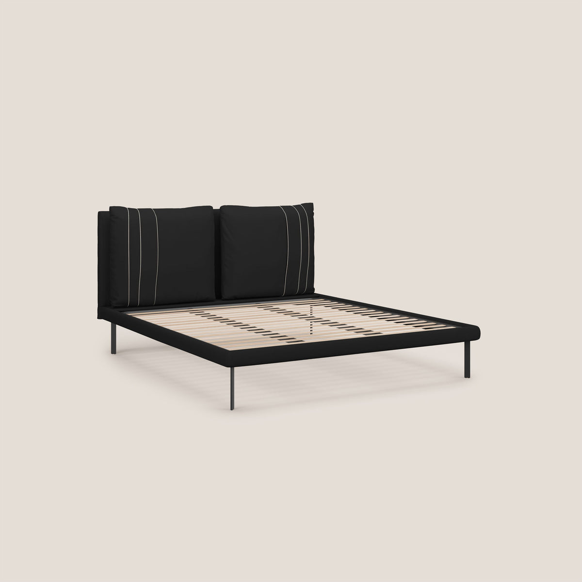 Giselle letto moderno con cuscini testata regolabili con tasche in microfibra impermeabile T11 nero - divitt.sbs
