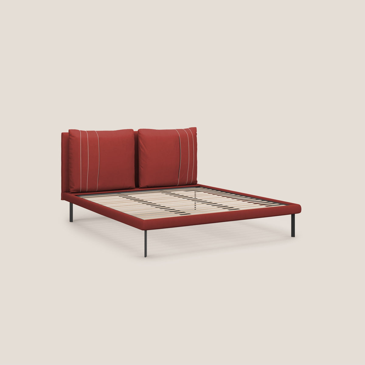 Giselle letto moderno con cuscini testata regolabili con tasche in microfibra impermeabile T11 rosso - divitt.sbs