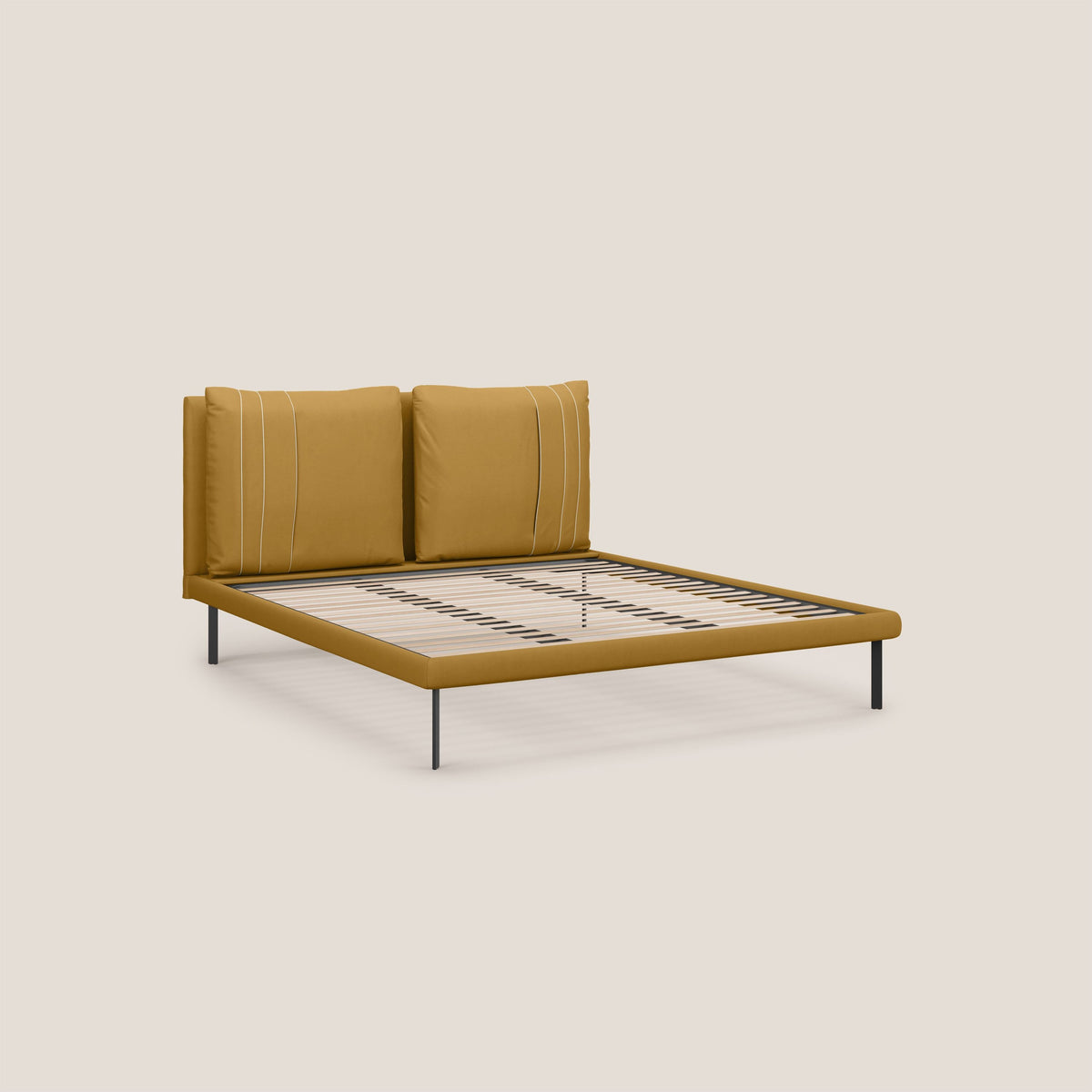 Giselle letto moderno con cuscini testata regolabili con tasche in microfibra impermeabile T11 giallo - divitt.sbs