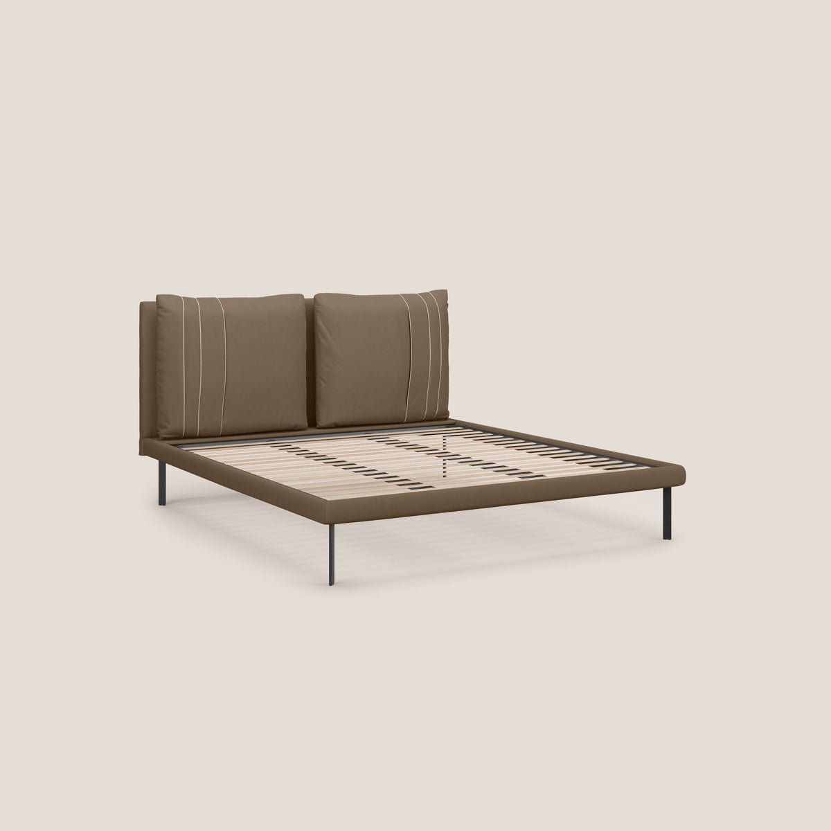 Giselle letto moderno con cuscini testata regolabili con tasche in microfibra impermeabile T11 marrone - divitt.sbs