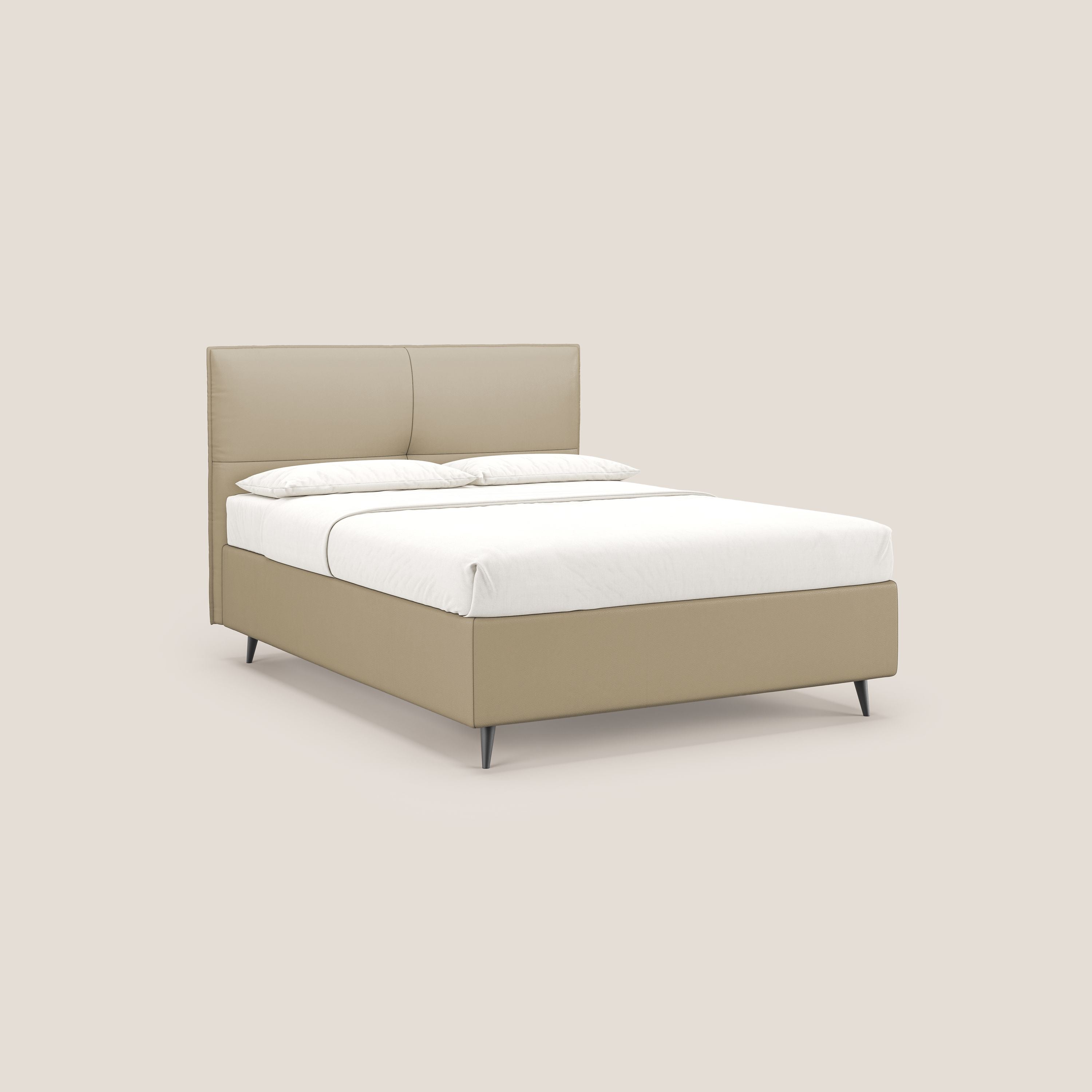 Greta letto contenitore dimensioni SLIM con testata trapuntata in ecopelle impermeabile T04 - divitt.sbs